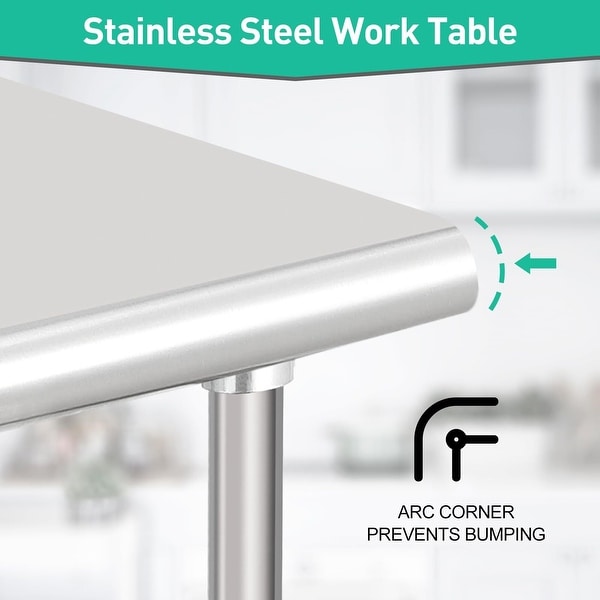 Stainless Steel Table for Prep and Work 72 x 30 x 35 Inch