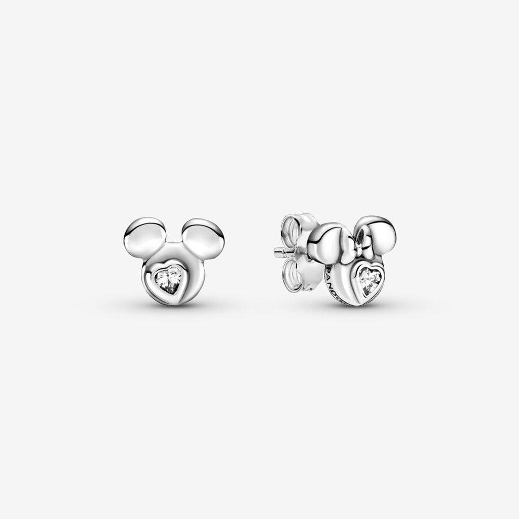 PANDORA  Disney Mickey Mouse & Minnie Mouse Silhouette Stud Earrings