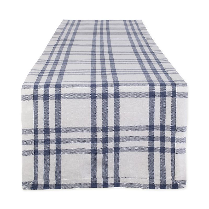 72 Table Runner with Blue Checkered Design