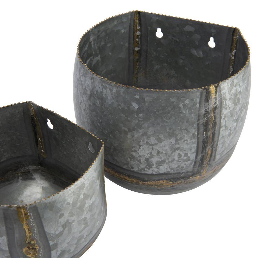 Storied Home Metal Wall Planter in Silver and Gold (Set Of 2) DA8638