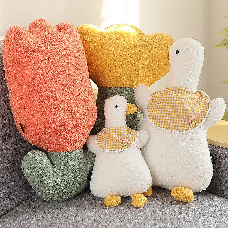 Flower duck plush pillow stuffed soft plant tulip toy