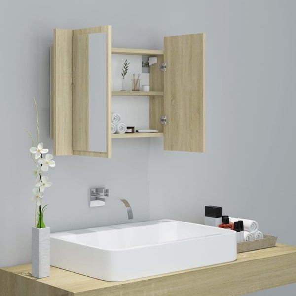 LED Bathroom Mirror Cabinet Sonoma Oak 23.6