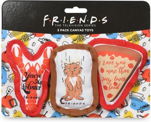 Fetch For Pets Friends Pizza， Cat， Lobster Canvas Toy Plush Cat Toy with Catnip， 3 count