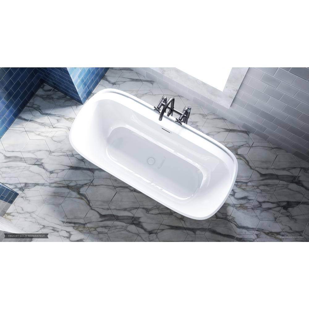 PELHAM  WHITE Bayberry 63 in. Acrylic Oval Freestanding Bathtub in White Drain in White PW82088-W