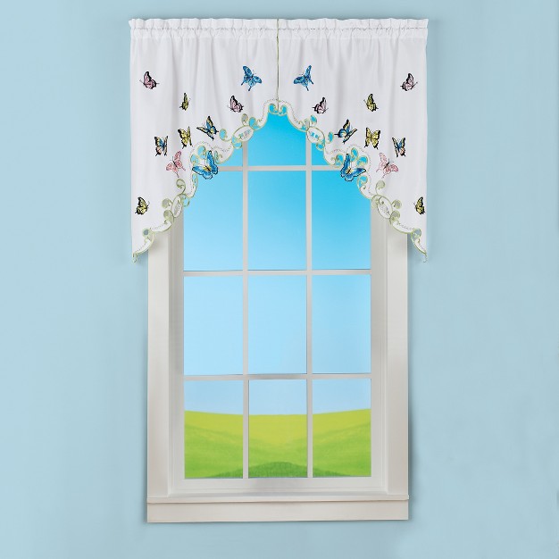 Collections Etc Embroidered Dancing Butterflies amp Lavender Window Curtains