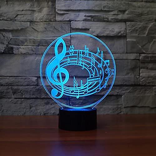 3d Musical Notes Shape Night Light 7 Color Change Led Table Desk Lamp Acrylic Flat Abs Base Usb Charger Home Toy Birthday Xmas Kid Children Gift