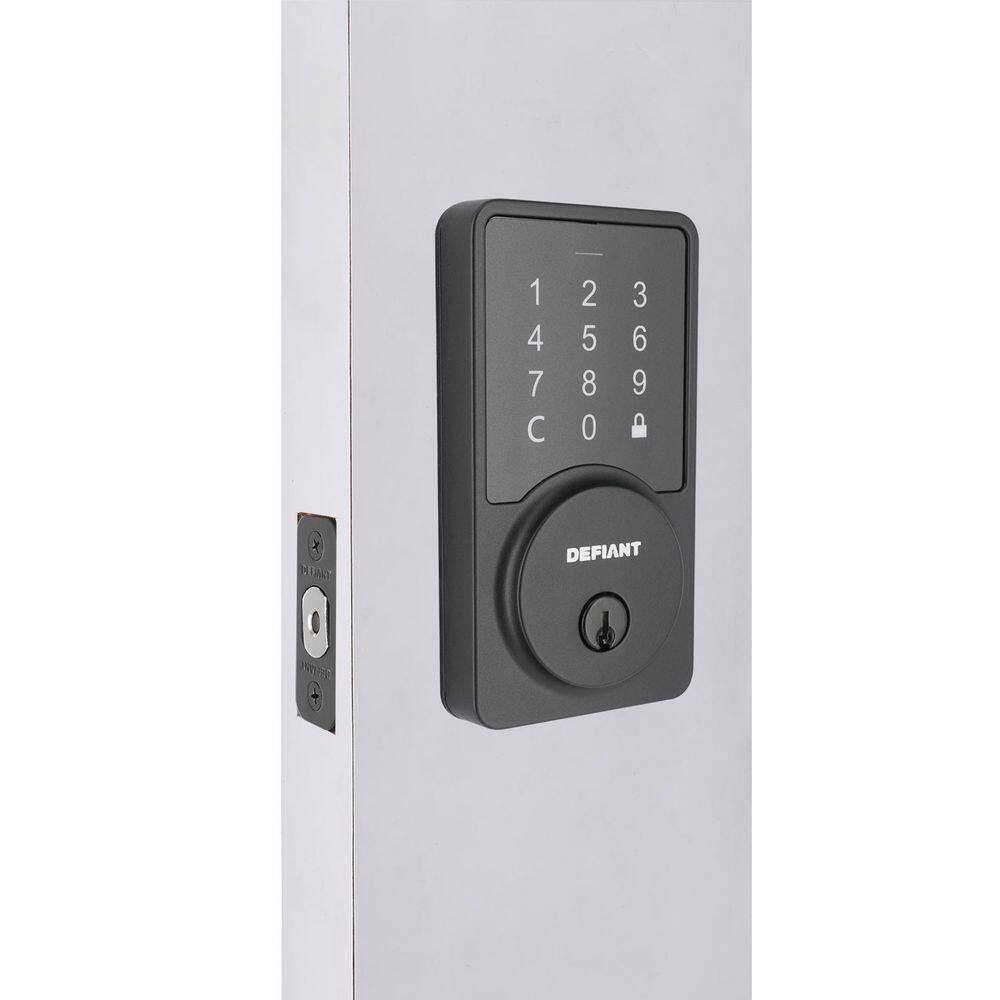 Defiant Square Matte Black Smart Wi-Fi Deadbolt Powered by Hubspace HSGC9X9D01AJ