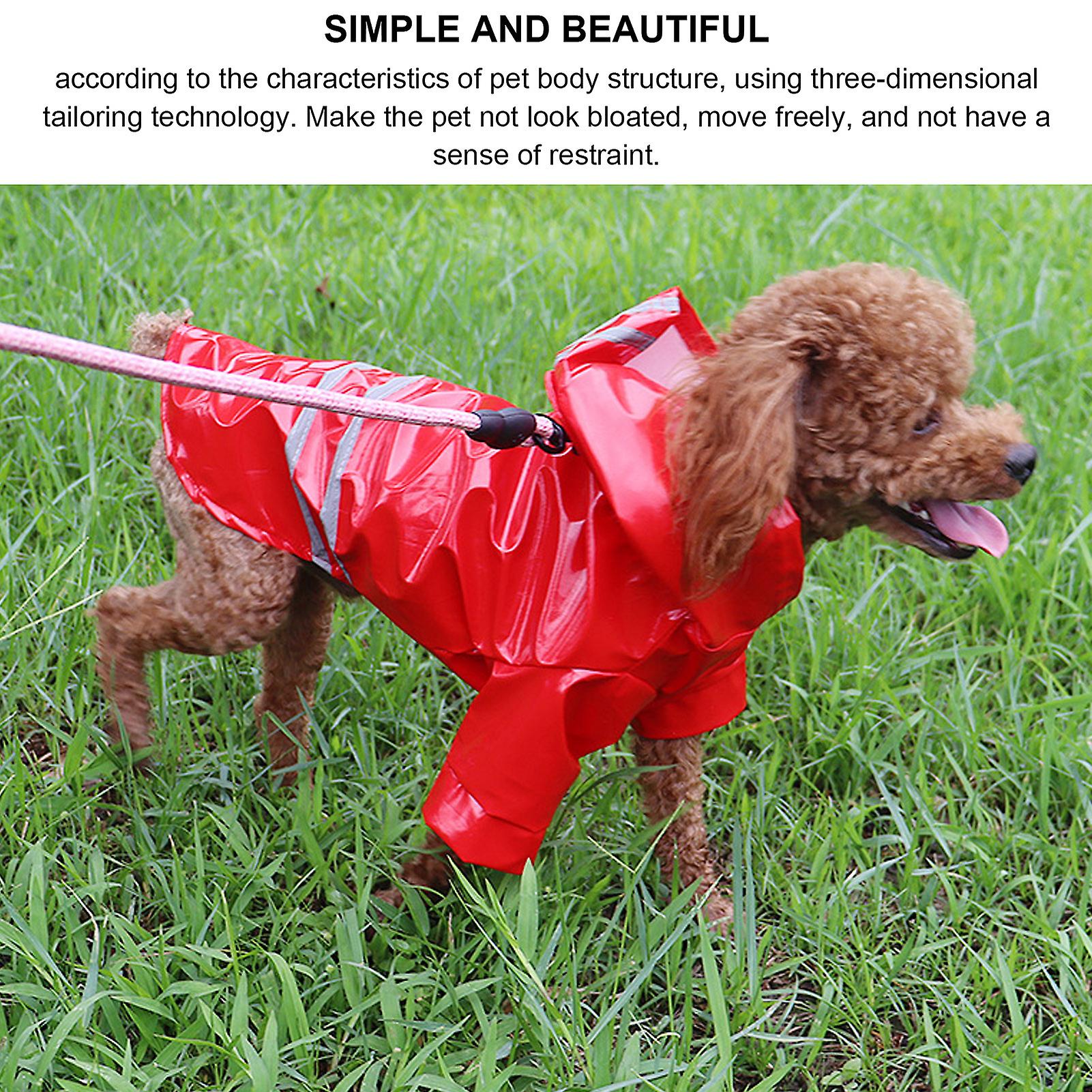 2pcs Dog Raincoat Waterproof Windproof Dog Hooded Coats With Safety Reflective Stripe  Dog Rainwear For Wet Rain Weather[medium-red+yellow]