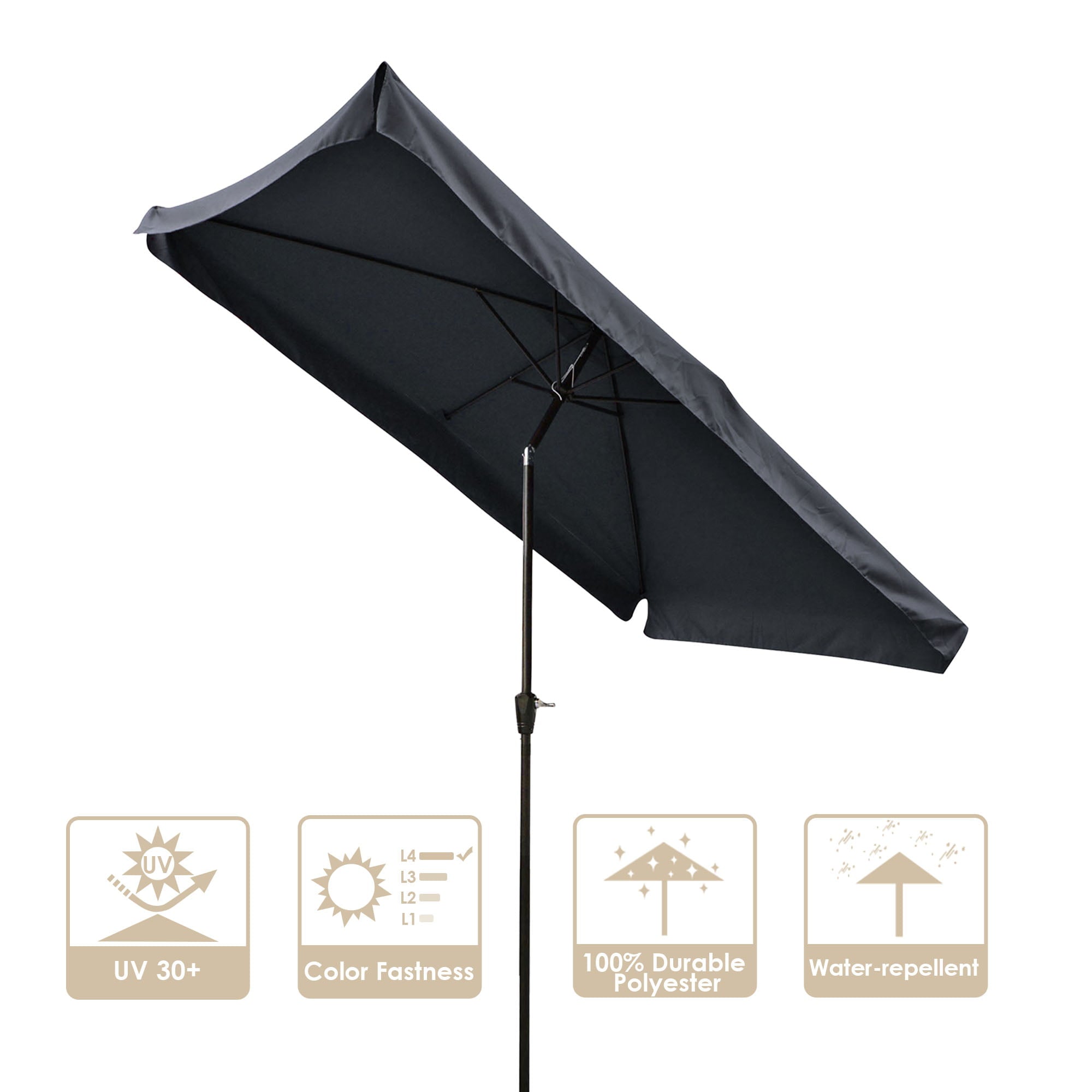 Yescom 99" Black Rectangle Table and Market Patio Umbrella