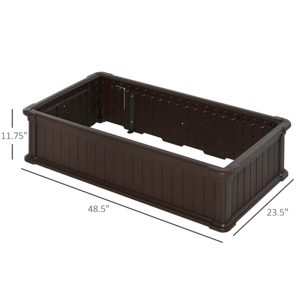 Outsunny Brown Plastic Raise Garden Bed Kit with Easy Assembly 845-346V01BN