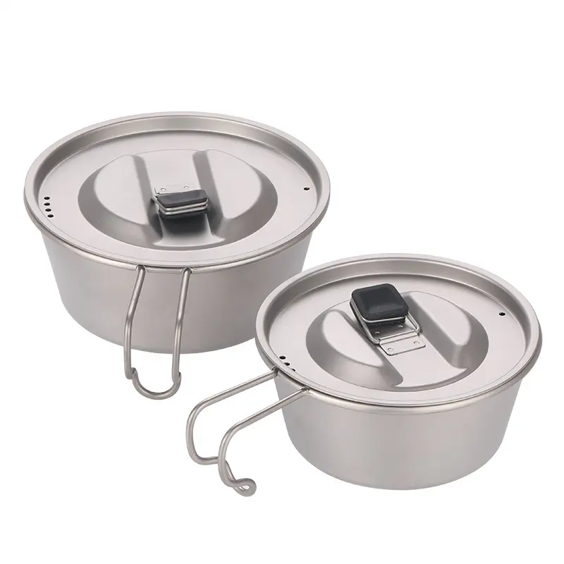 Titanium Sierra Cup with lid Ultralight Foldable Titanium Camping Bowls for Outdoor 350Ml 520ml Titanium Pot