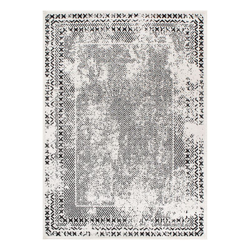 World Rug Gallery Bohemian Distressed Border Area Rug