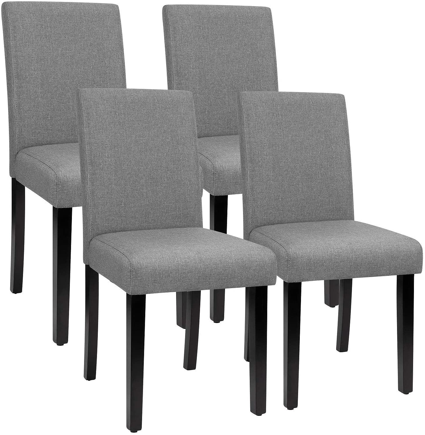 Lacoo Dining Chairs Modern Upholstered Set of 4 Fabric Dining Chairs with Wood Legs， Gray