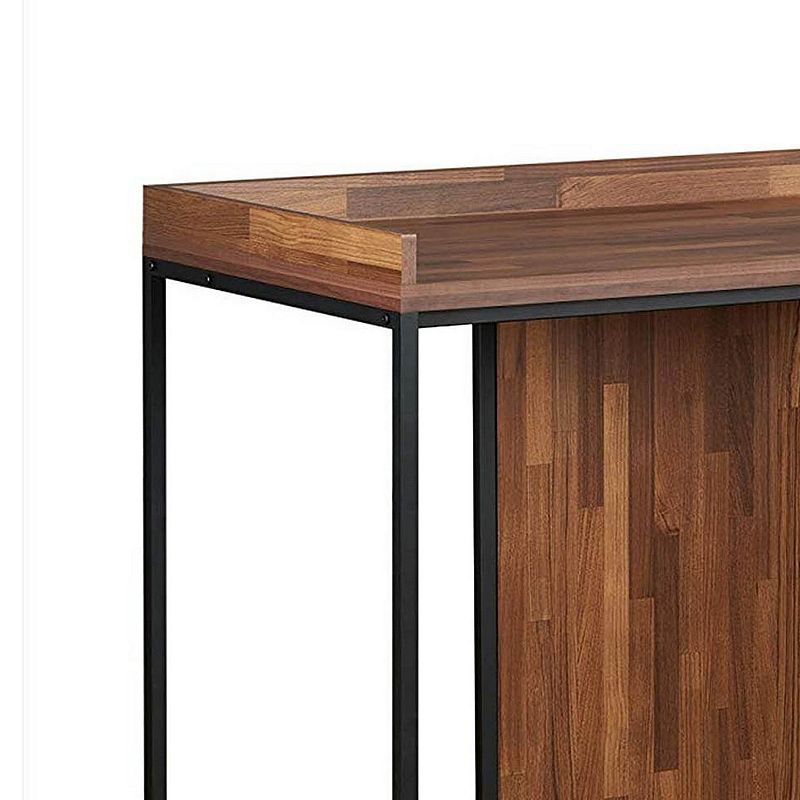 Wooden Top Desk With Rectangular  Metal  frame，  Walnut Brown and Sandy Black