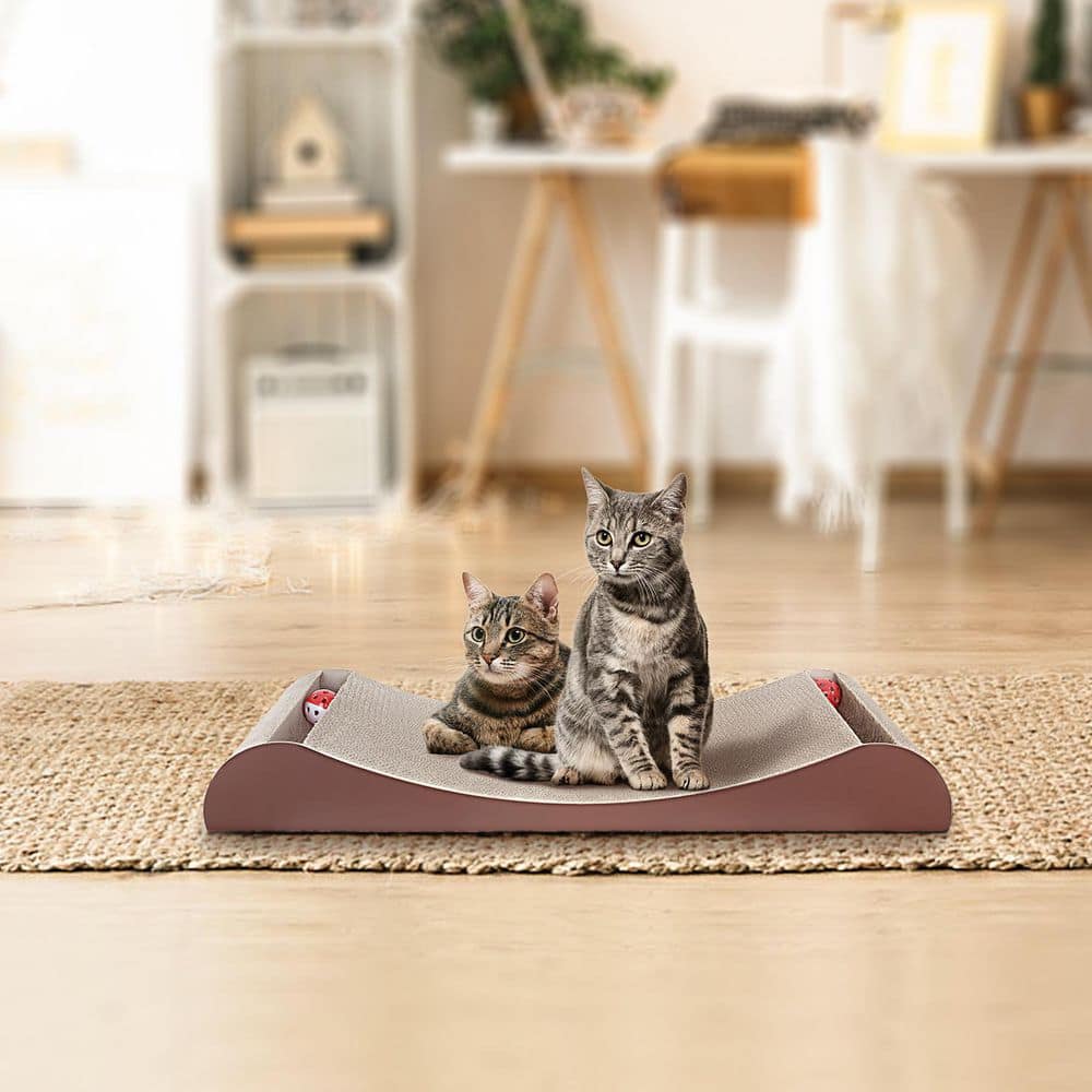 Tidoin Cat Scratcher Cardboard Lounge Bed with Bell Ball Toy DHS-YDW1-266