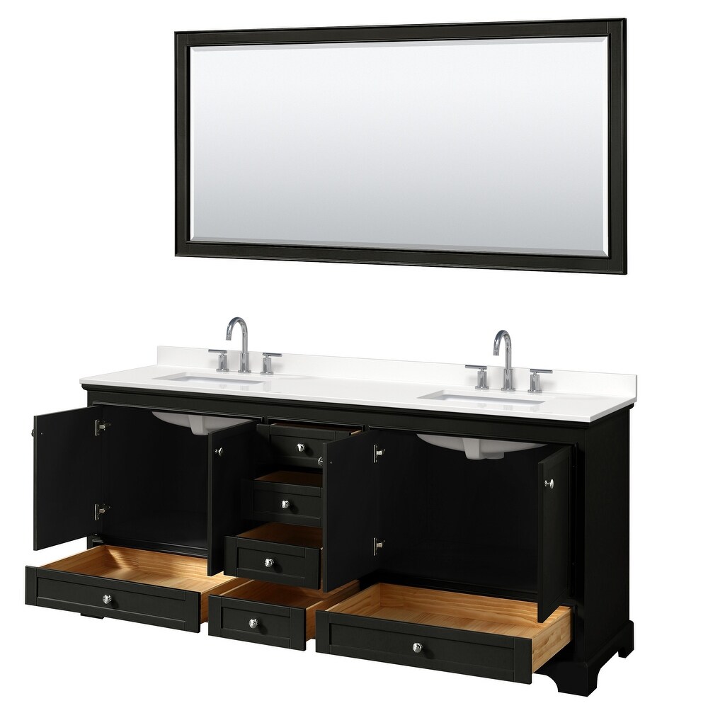 Deborah 80 inch Double Vanity  Quartz Top  70 inch Mirror