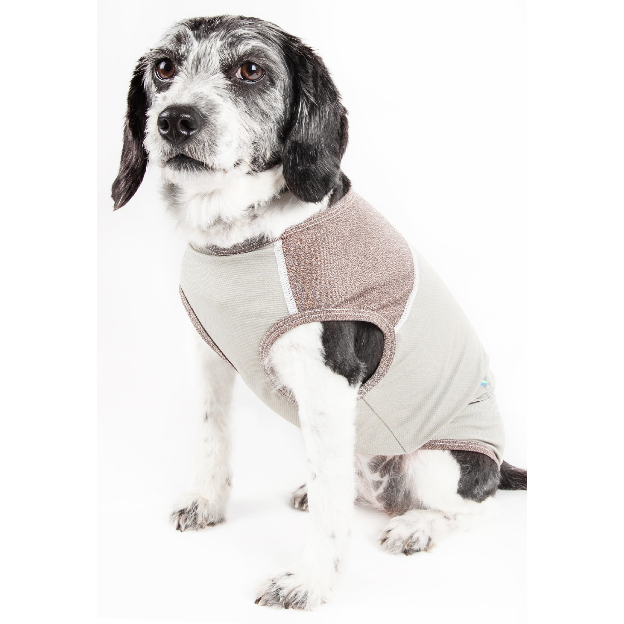 PET LIFE Active Aero-Pawlse Heathered Grey Quick-Dry Dog Tank Top T-Shirt， X-Small