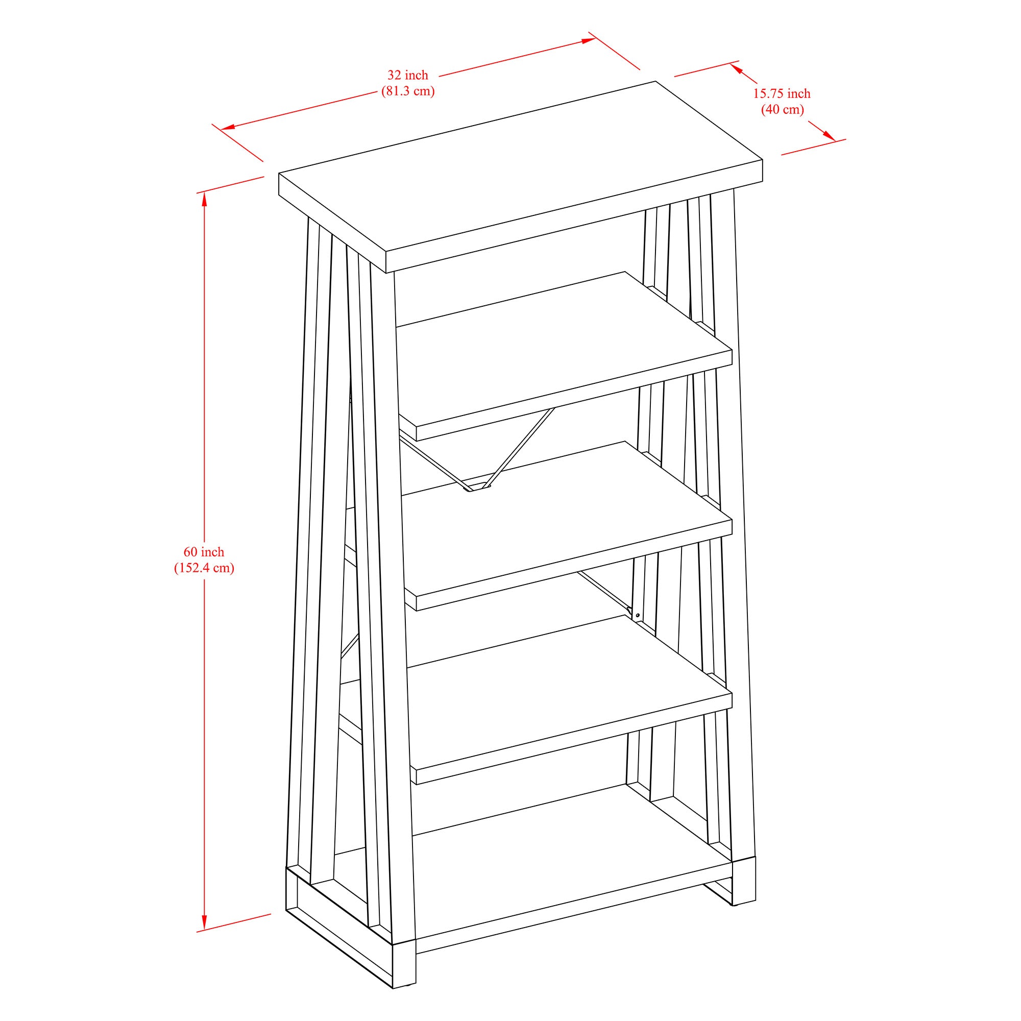 Better Homes & Gardens Mercer 5-Shelf Audio/Video Tower Bookcase, Vintage Oak Finish