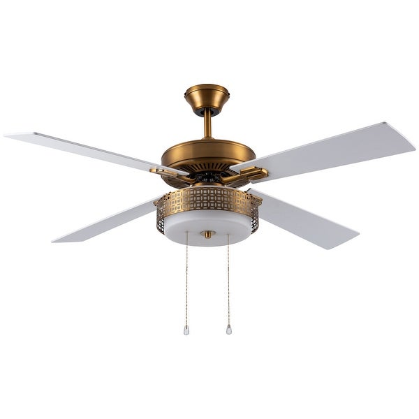 Dinah River of Goods Brass and Glass 52-Inch Ceiling Fan with Light - 52