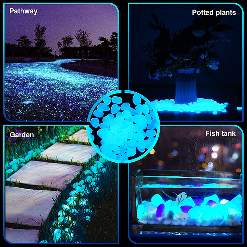 SUPTREE 300PCS Glow in The Dark Rocks for Fish Tank, Luminous Pebbles Stones Glow Rocks for Aquarium Garden (Blue)