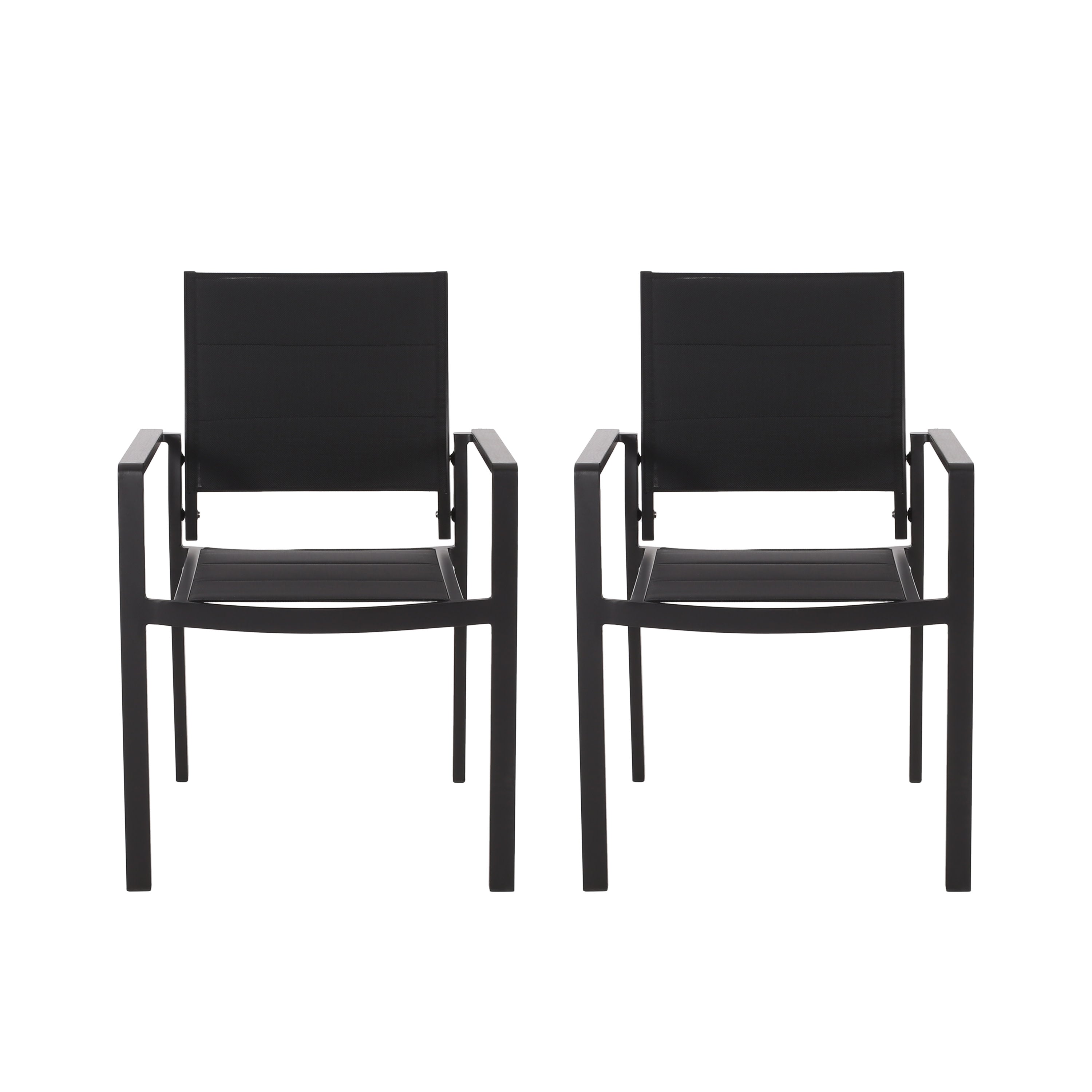 Curtisian Outdoor Mesh and Aluminum Dining Chairs