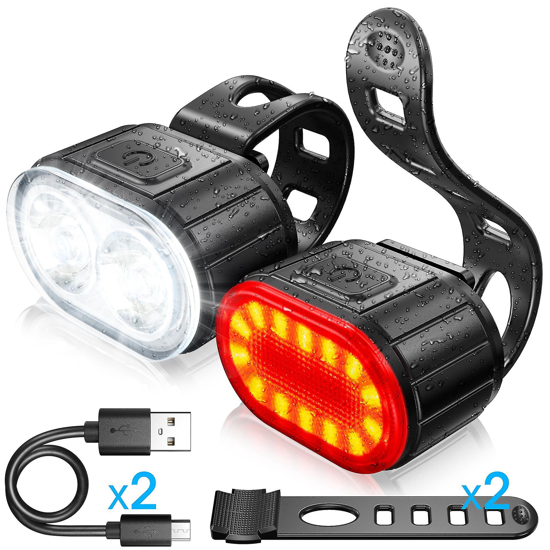 Bike Lights Front And Back， Super Bright Bicycle Lights Usb Rechargeable， Waterproof Bike Light Set For Night Riding/camping/backpack，longer Battery L