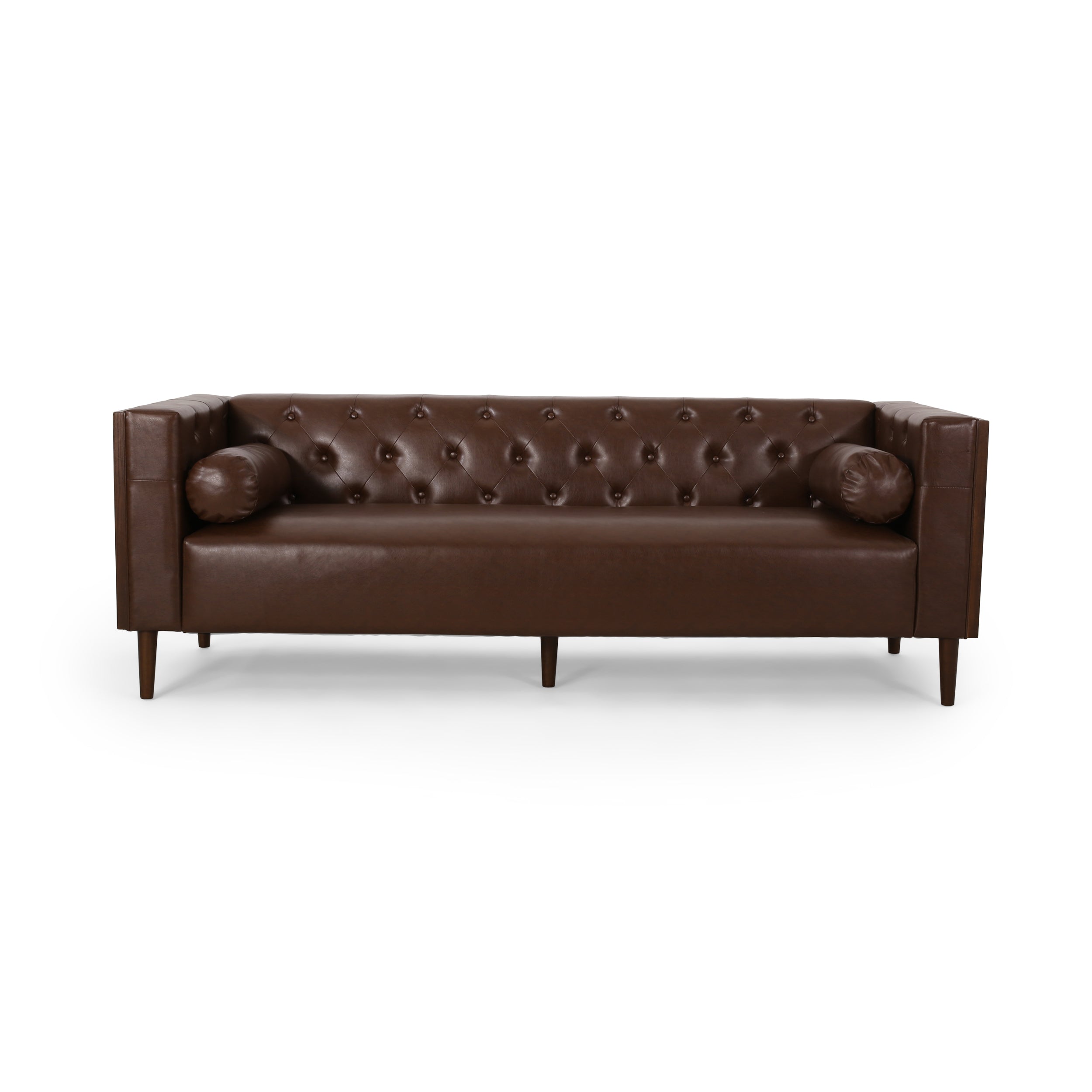 Neilan Contemporary Tufted Deep Seated Sofa with Accent Pillows