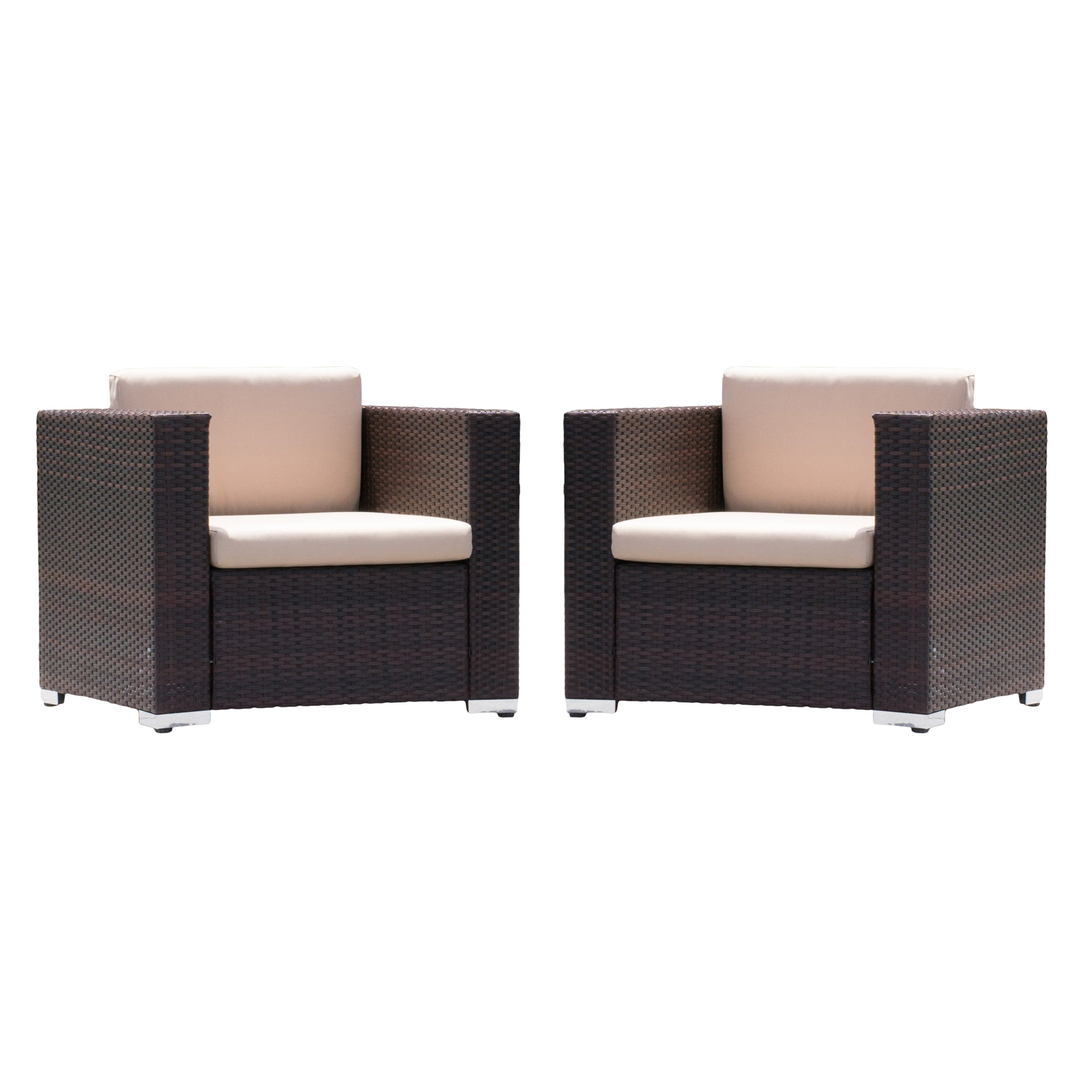 Westlake Outdoor Brown PE Wicker Sofa Club Chairs (Set of 2)