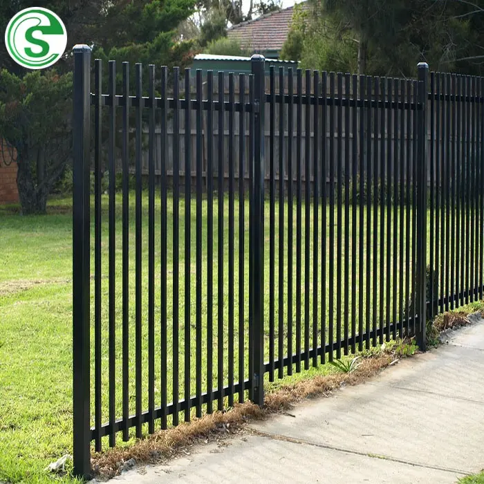 2023 Powder Coated Single Double Garden Supplies Steel Iron Fence Factory wrought iron steel grills fence Tubular Fence Panel