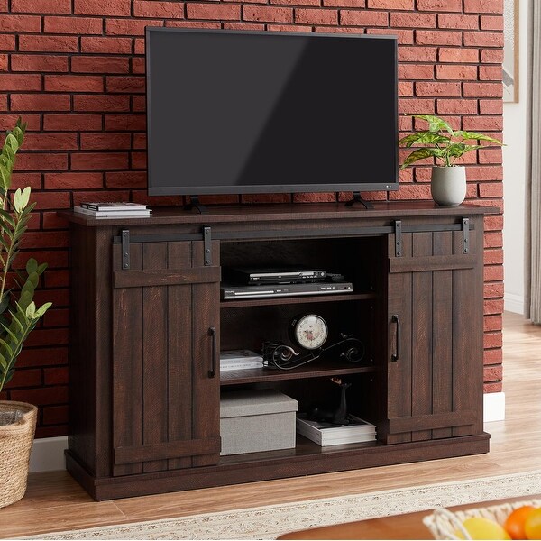 Barn Door TV Stand， Fits most 60'' flat panel TVs