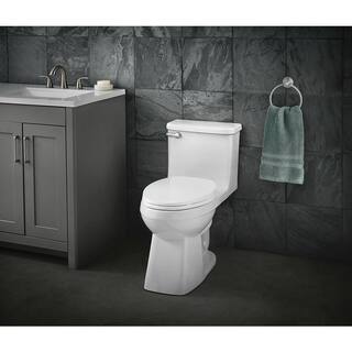 Glacier Bay Power Flush 1-piece 1.28 GPF Single-Flush Elongated Toilet in White Seat Included N2451E