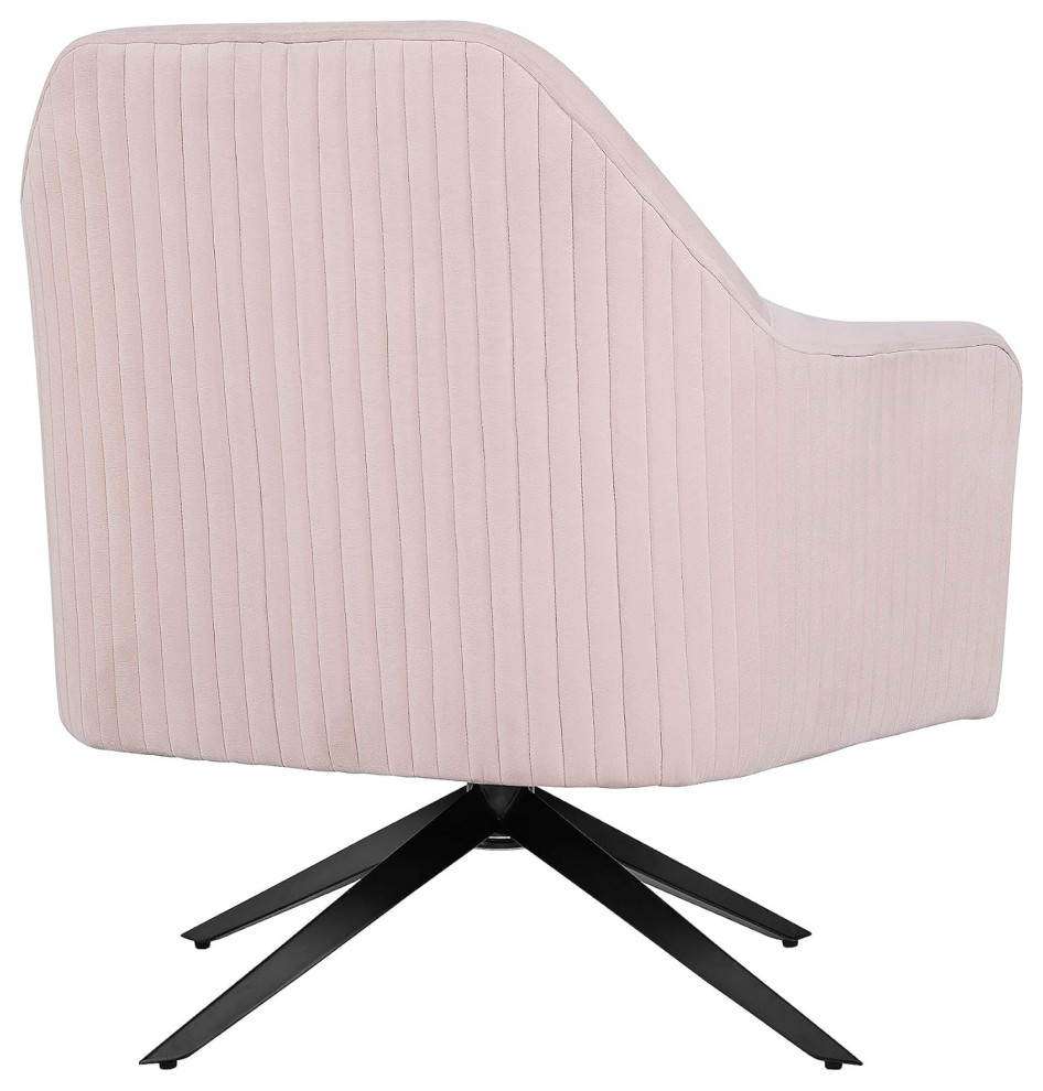 Modern Accent Chair  Black Swivel Metal Base With Cushioned Velvet Seat  Pink   Modern   Armchairs And Accent Chairs   by Decor Love  Houzz