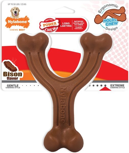 Nylabone Power Chew Wishbone Bison Flavored Dog Chew Toy