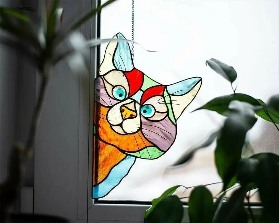 🔥 BIG SALE - 40% OFF🔥🔥Hot Sale-😻Handmade Stain Cat Suncatc