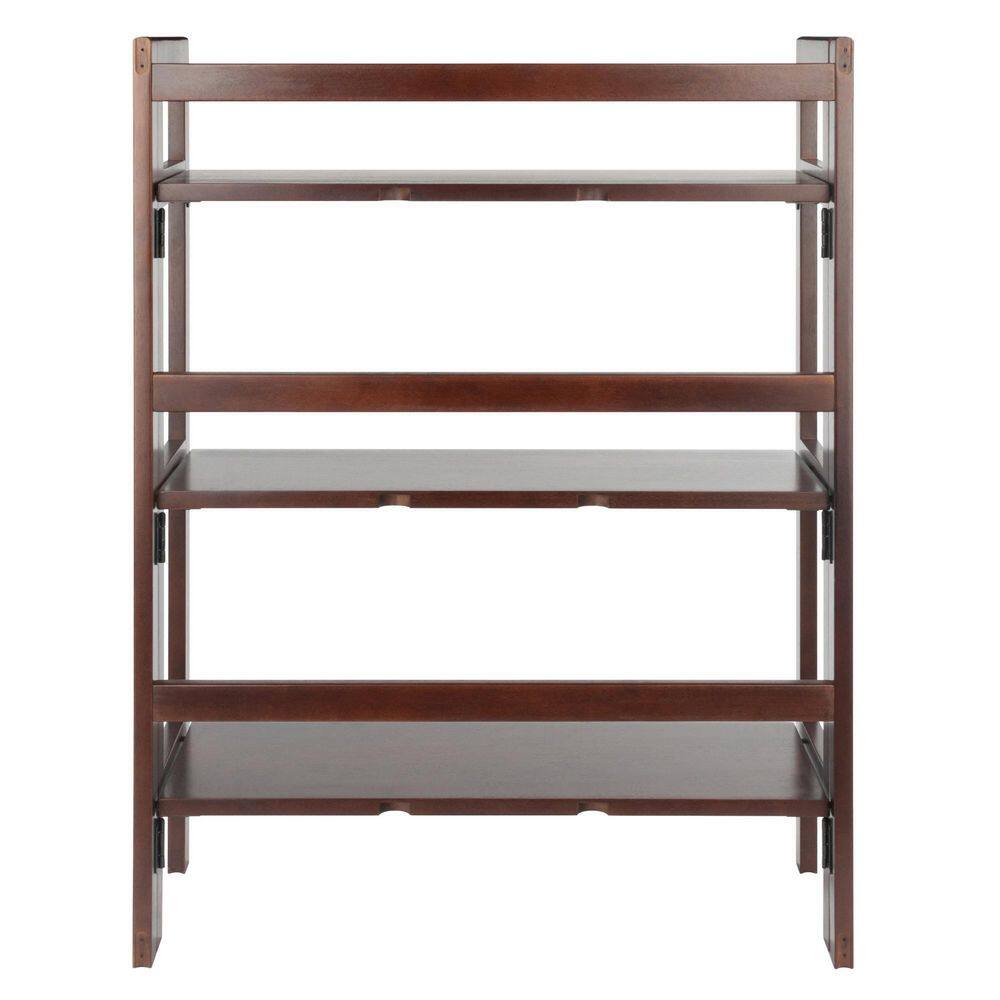 WINSOME WOOD Terry 3-Tier 38 in. H Foldable Walnut Bookshelf 94896