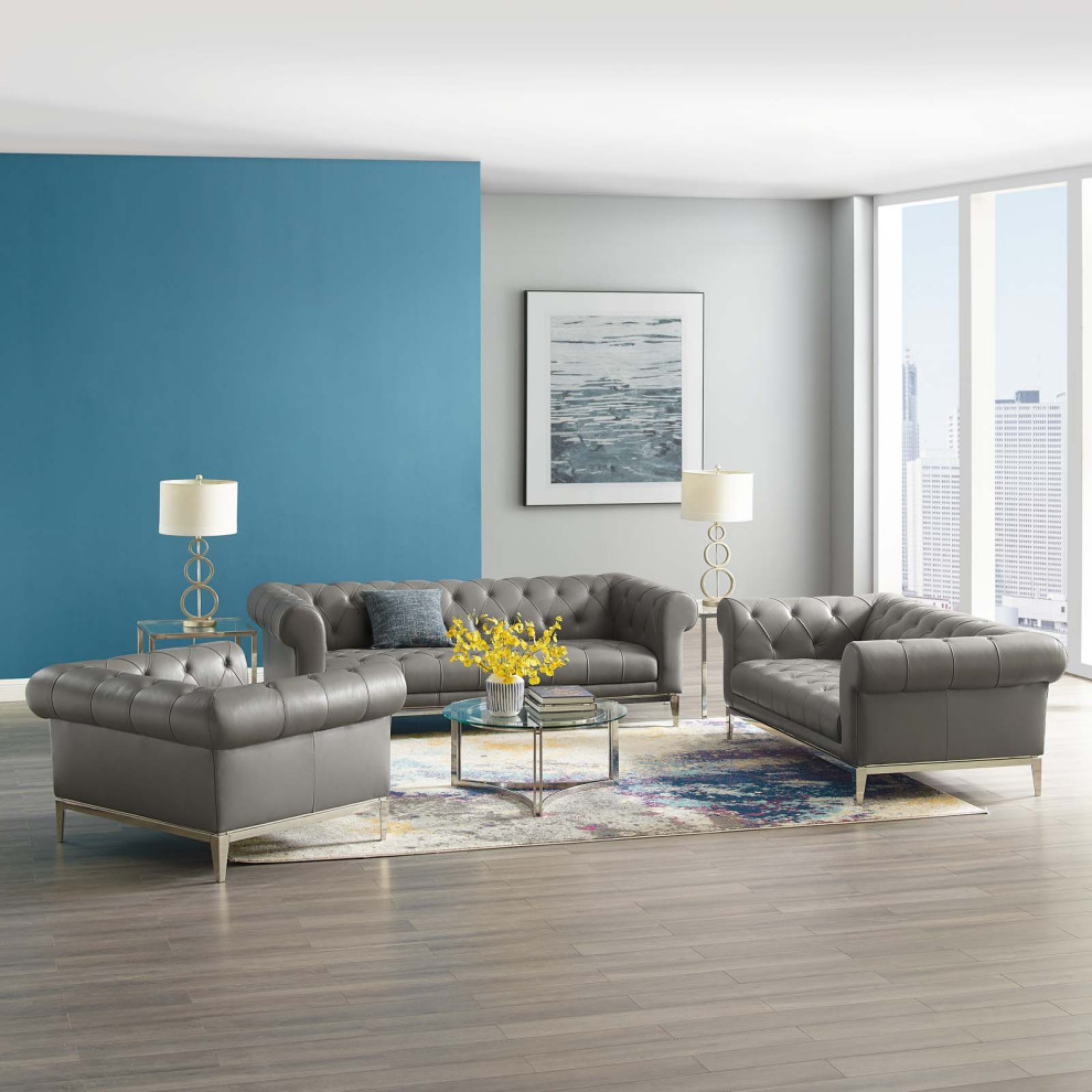 Idyll 3 Piece Upholstered Leather Set by Modway   Contemporary   Living Room Furniture Sets   by Modern Furniture LLC  Houzz