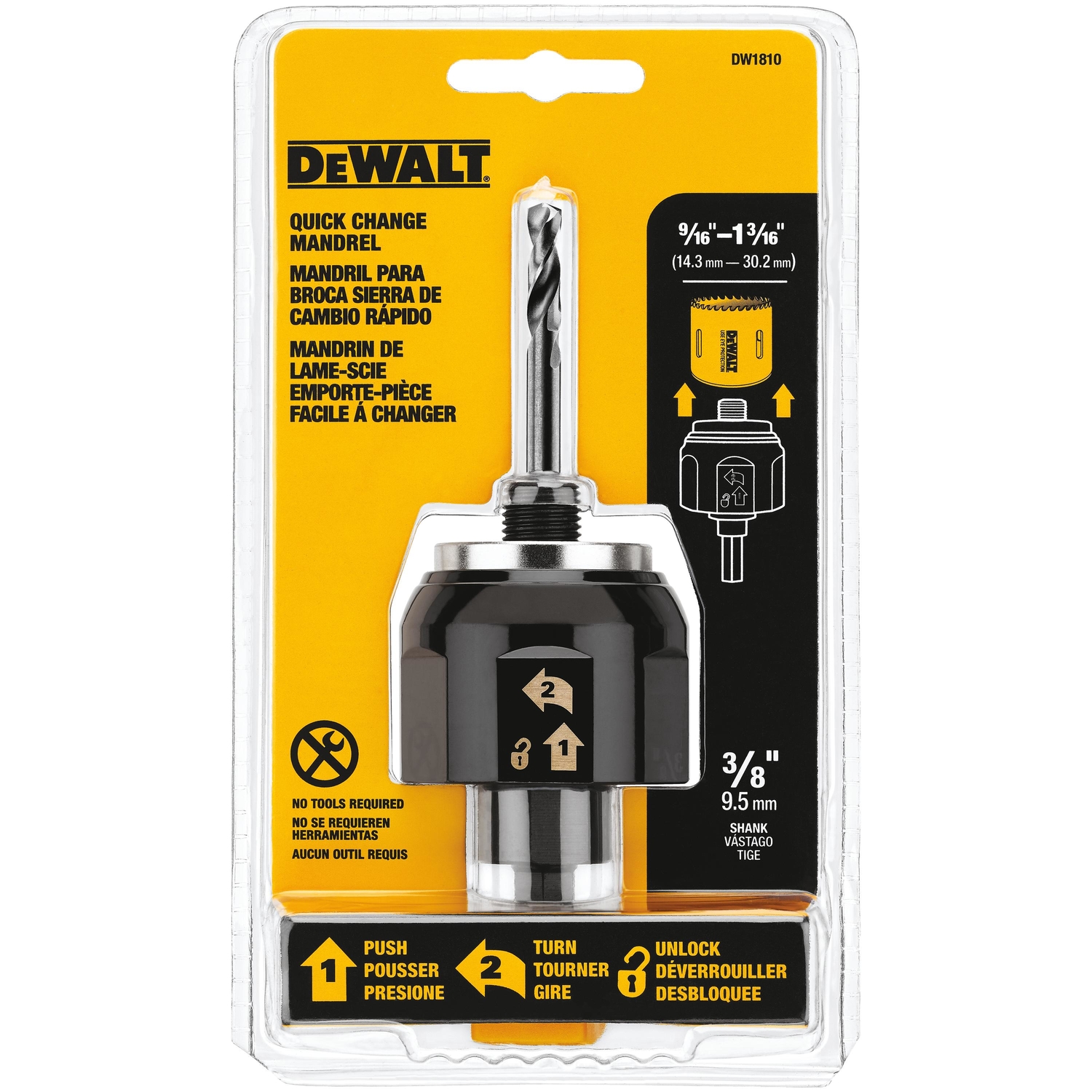 DW 4.5 in. L Quick-Change Mandrel 9/16 in to 1-3/16 in. 1 pc