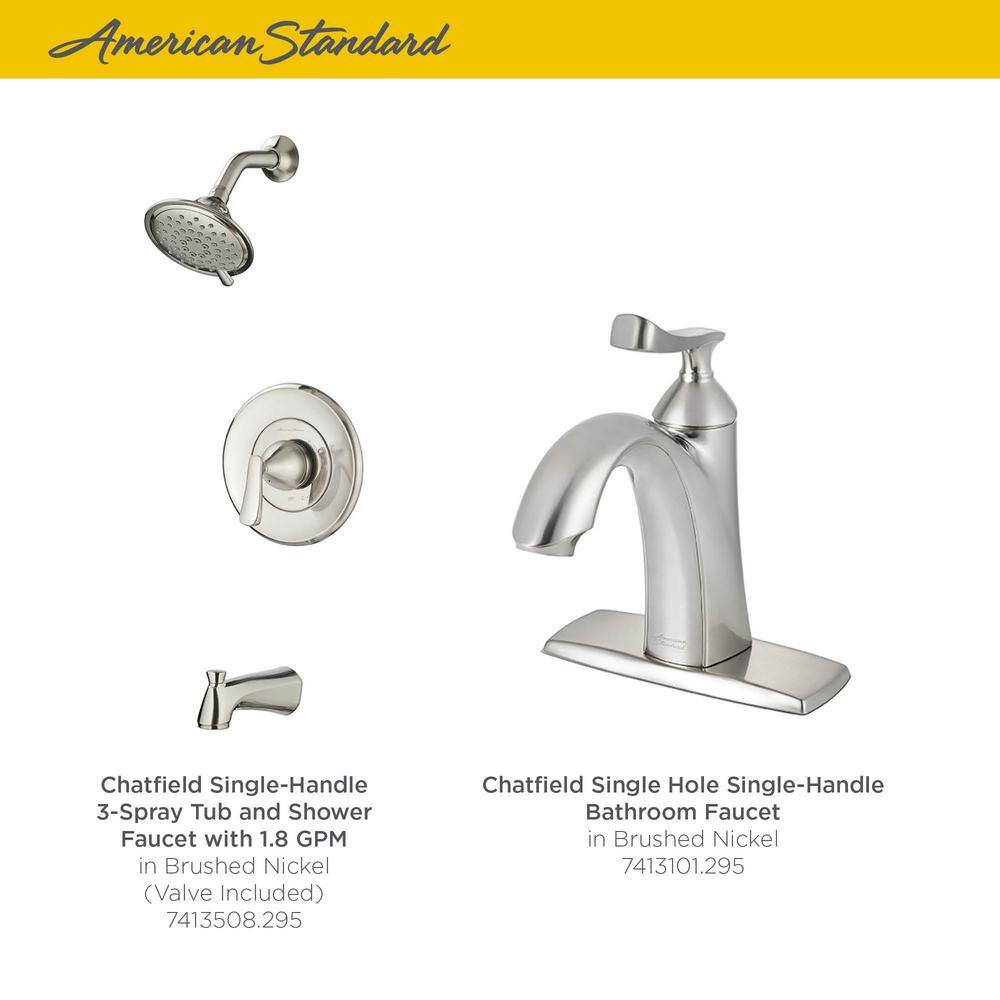 American Standard Chatfield Single-Handle 3-Spray Tub and Shower Faucet and Single Hole Bathroom Faucet Set in Brushed Nickel CHATTSMONOBN BD