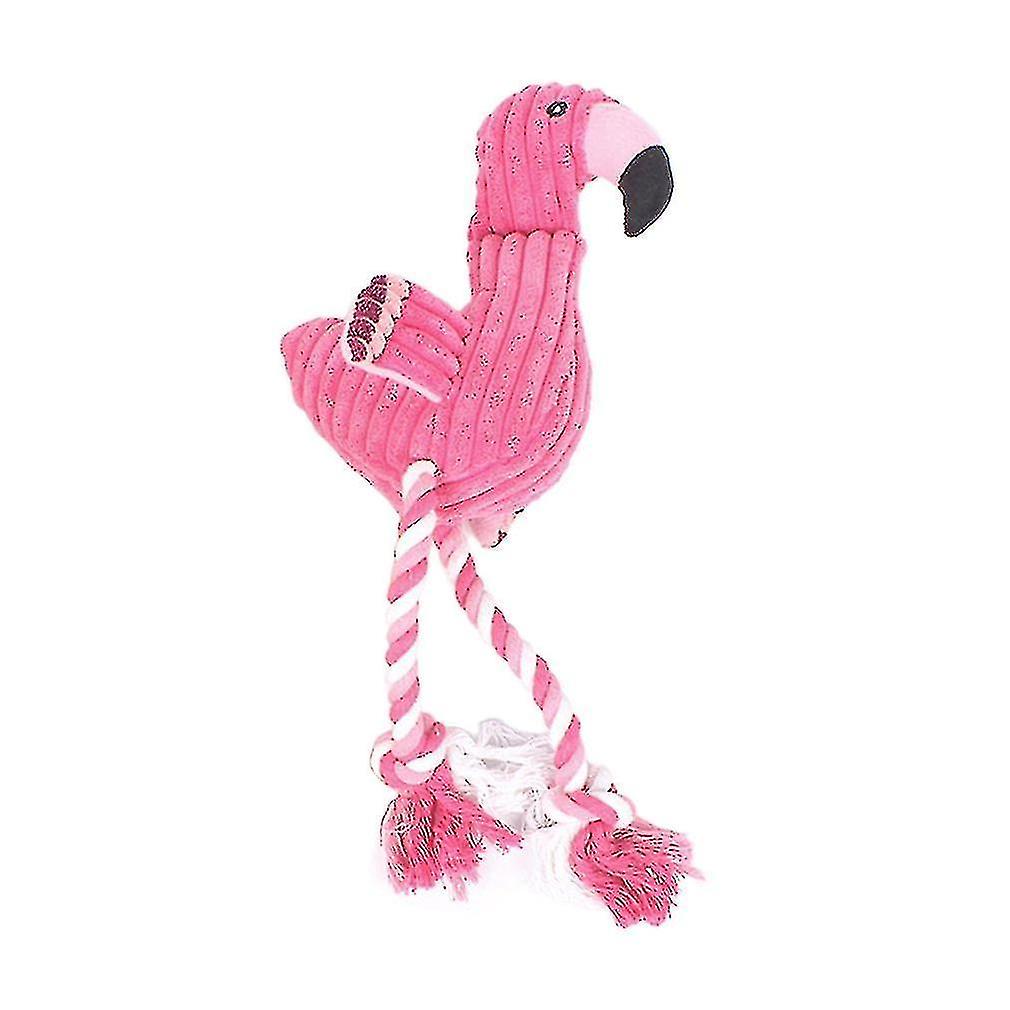 Corduroy Knot Rope Pets Sound Toy Flamingo Shaped Squeaker Grinding Teeth Doll