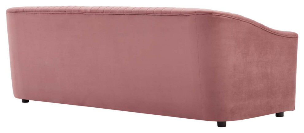 Announce Performance Velvet Channel Tufted Sofa  Dusty Rose   Contemporary   Sofas   by Homesquare  Houzz