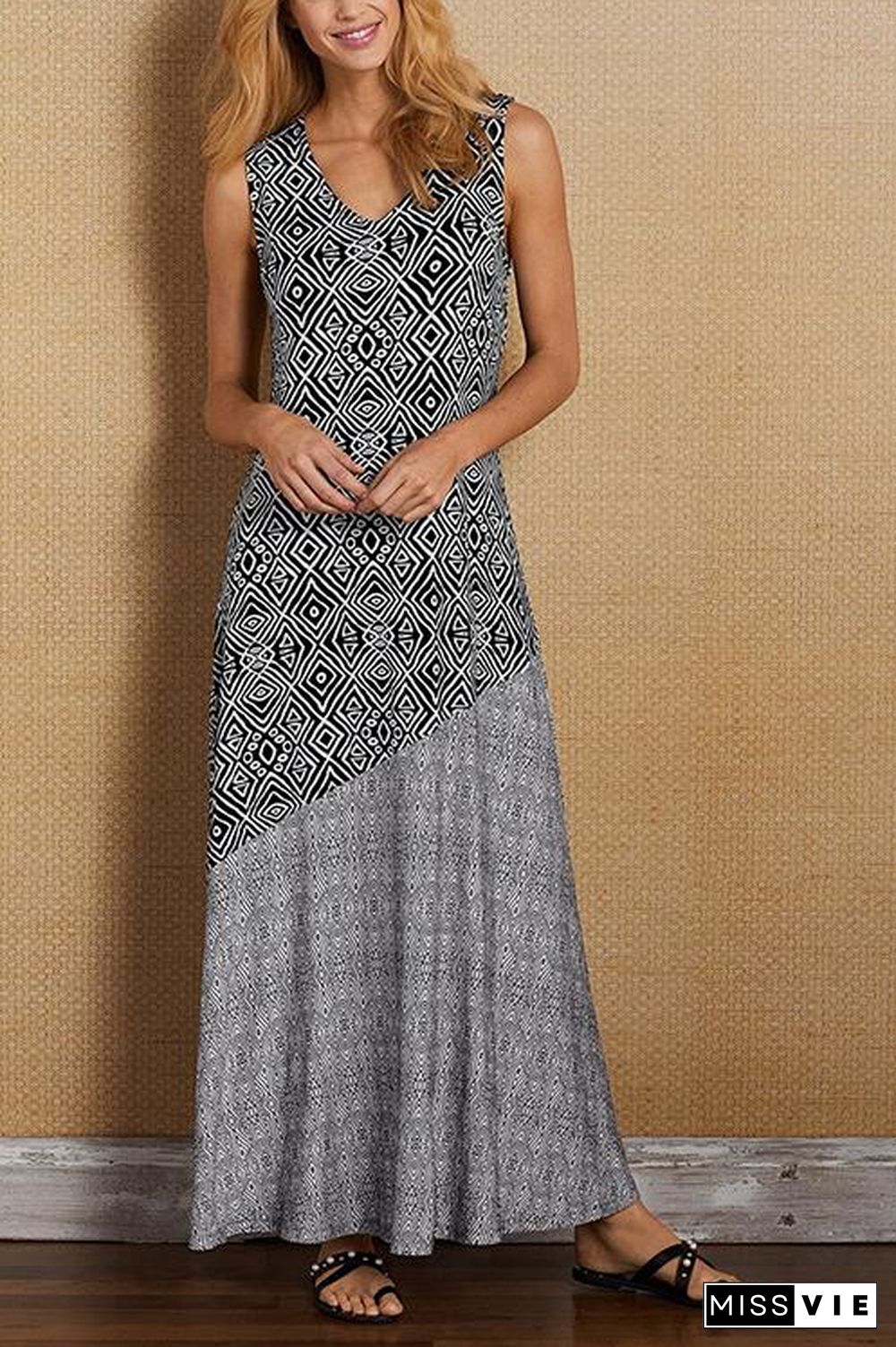 Boho Print Sleevelss Maxi Dress