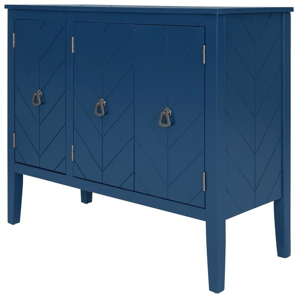 Navy Blue Entryway Console Table Storage Cabinet with Adjustable Shelf