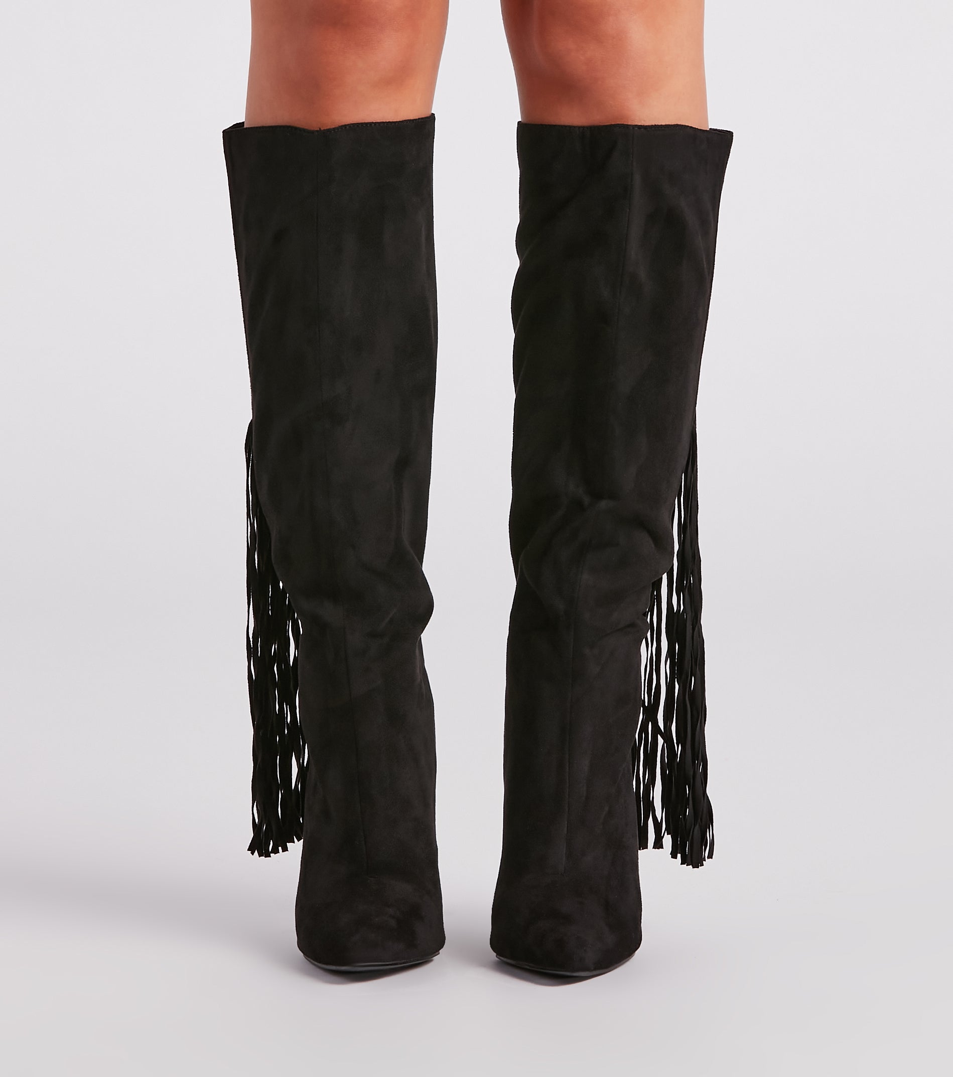 Chic Strut Fringe Knee-High Stiletto Boots