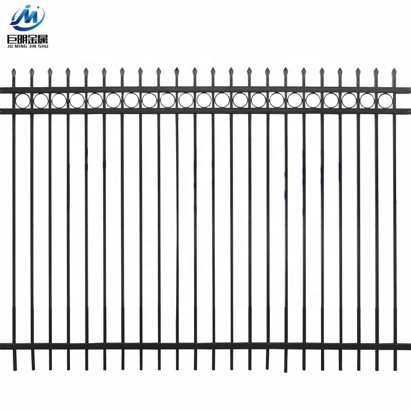 Factory Supply Easy Assembled  Cheap Metal galvanized black power coated steel fence Wrought Iron Fence Panel