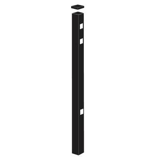 Barrette Outdoor Living CascadeNew Hope Standard-Duty 2 in. x 2 in. x 7-38 ft. Black Aluminum Fence Gate Post 73008709