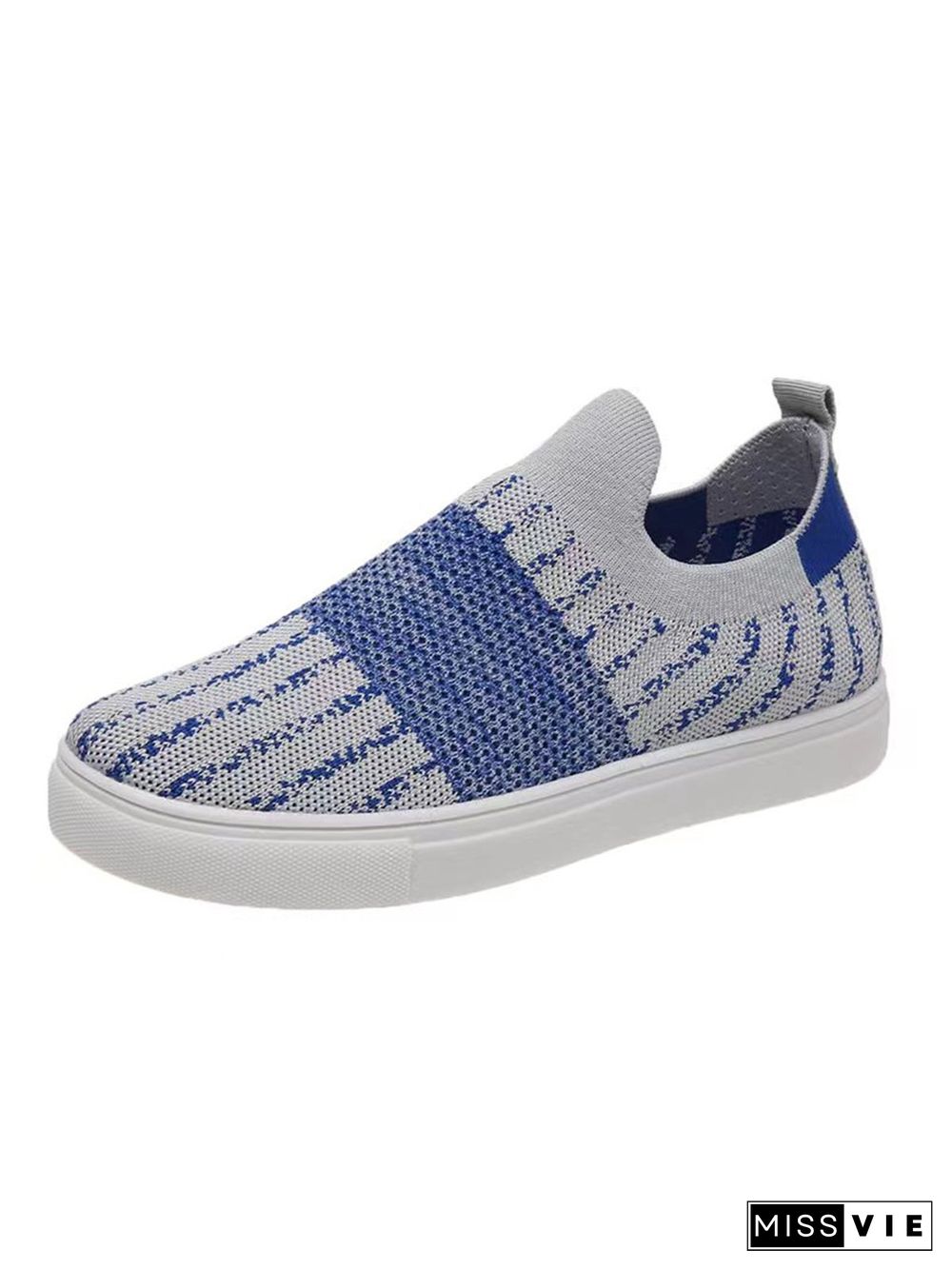 Blue Striped Contrast Flyknit Flats