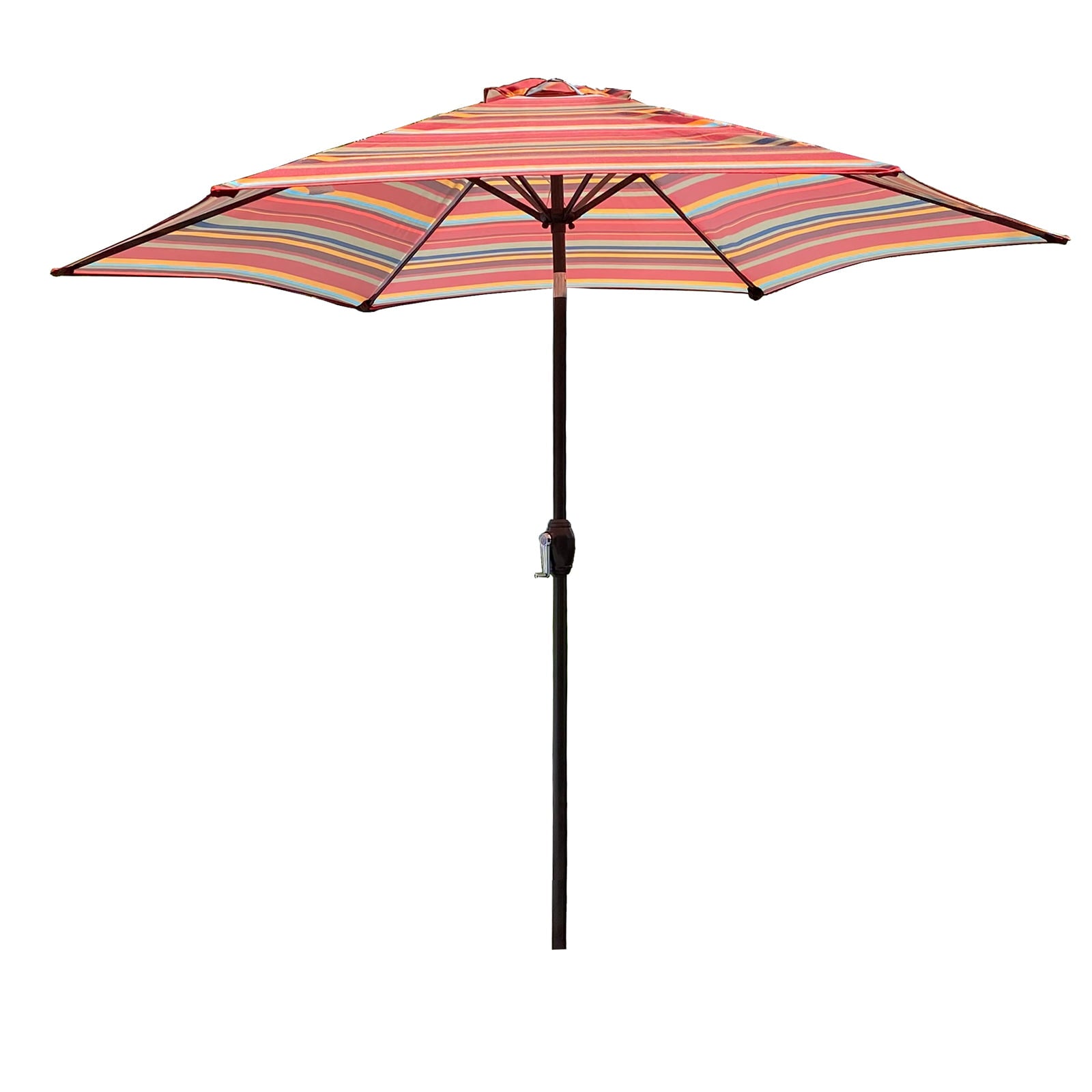 Tomshoo Outdoor Patio 8.6-Feet Market Table Umbrella with Push Button Tilt and Crank, Red Stripes[Umbrella Base is not Included]