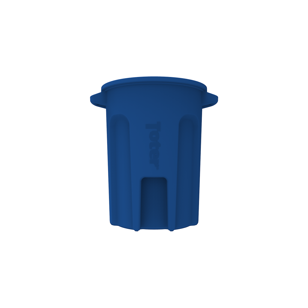 Toter 32 Gallon Round Trash Can with Lift Handle Blue ;