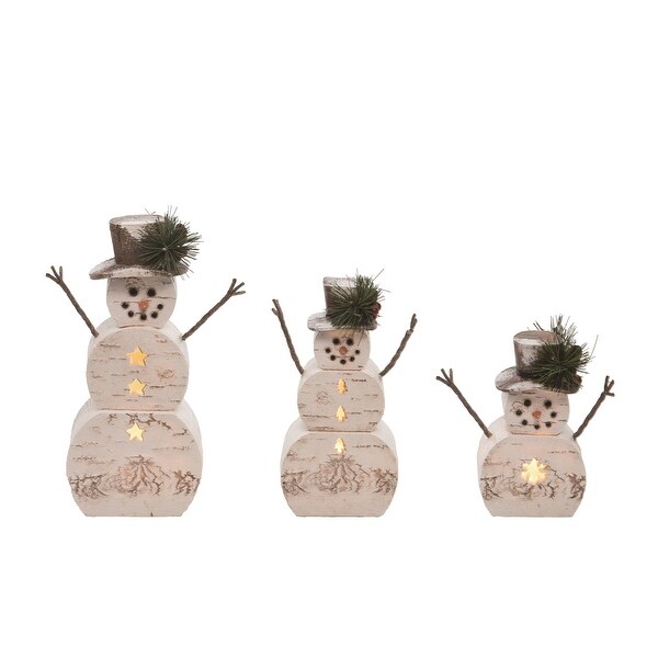 Transpac Resin 9.5 in. Brown Christmas Birch Snowman Figurines Set of 3