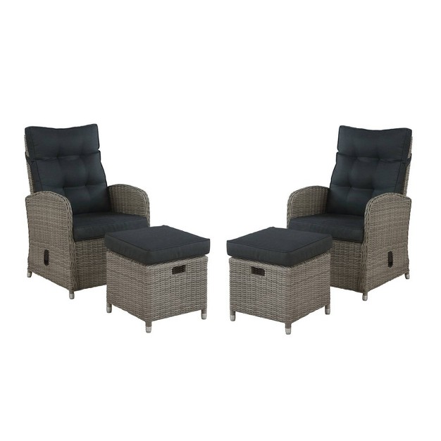 Monaco 4pc Set With 2 Reclining Chairs amp 2 Ottomans Gray Alaterre Furniture